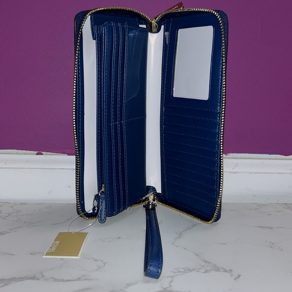 NWT Michael Kors Jet Set Charm River Blue Large Travel Continental Wallet - Picture 7 of 10